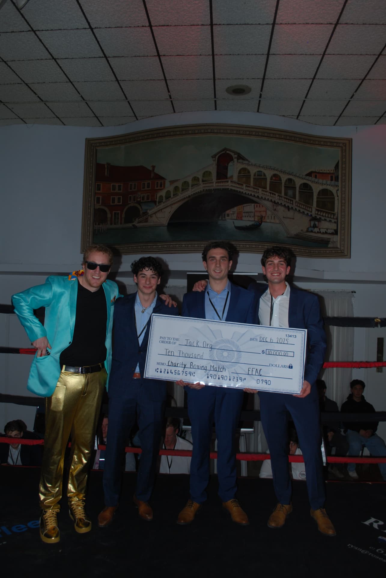 The FFAC team holding the cheque for Jack.org in the ring
